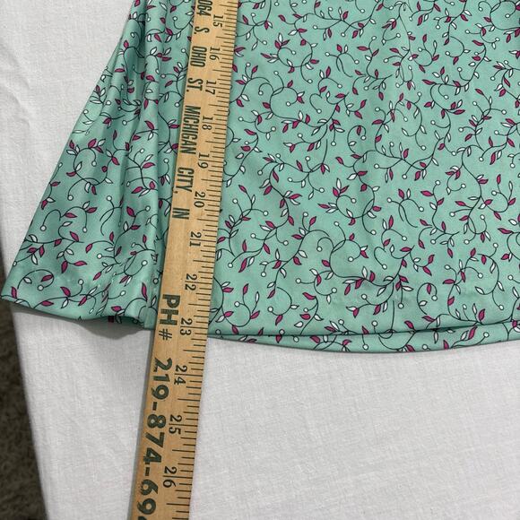 VTG Haband for Her Mint Green Floral Midi Dress, Elastic Waist and Tie, Size S - Picture 5 of 8